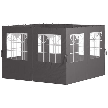 Panneaux latéraux pour tonnelle, 4 panneaux avec fermetures éclair, 3 x 3 m, gris foncé