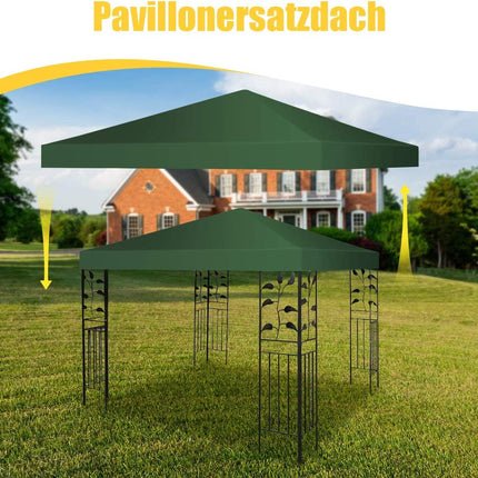 Pavillon Ersatzdach Sonnenschutzplane mit Klettverschlüssen 300 x 300 cm dunkelgrün