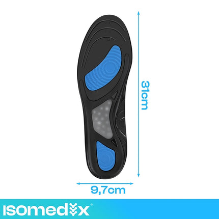 Gel Shoe Insoles Size 37-42 with Arch Support, 1 Pair, Cut to Fit, Washable