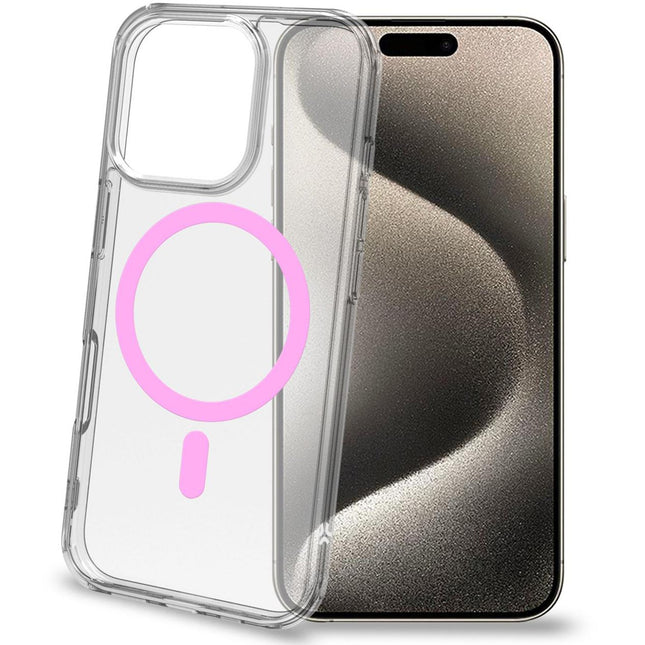 Gelskin mag Magnetic Cover MagSafe iPhone 16 Pro Transparent + Pink
