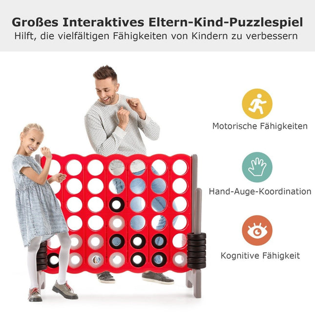 Jeu de Match 4 géant, plateau de jeu géant en rangée de 104 cm avec anneaux géants et curseurs à dégagement rapide