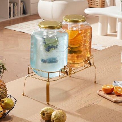 Glass Beverage Dispenser Set, 2 x 8L, Stand And Spigot