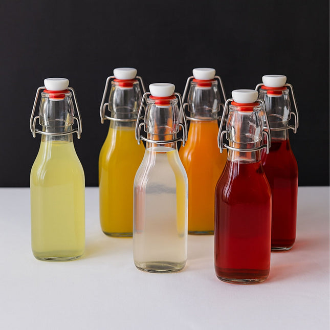 Bouteilles en verre avec bouchon à clip - Lot de 6, étiquettes inscriptibles