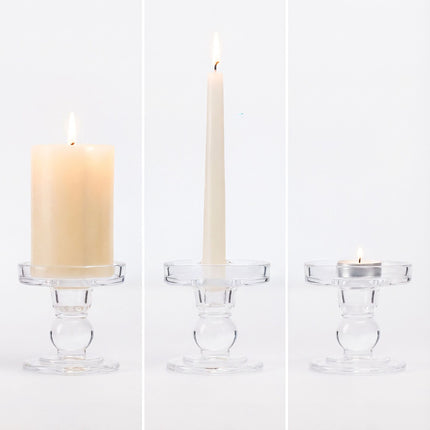 Bougeoirs en verre, lot de 2 pour bougies coniques et piliers