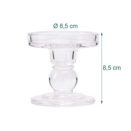 Bougeoirs en verre, lot de 2 pour bougies coniques et piliers