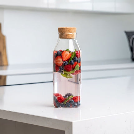 Carafe en verre avec couvercle en liège - Résistante à la chaleur et au froid