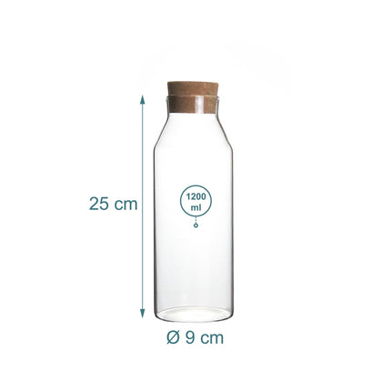 Carafe en verre avec couvercle en liège - Résistante à la chaleur et au froid