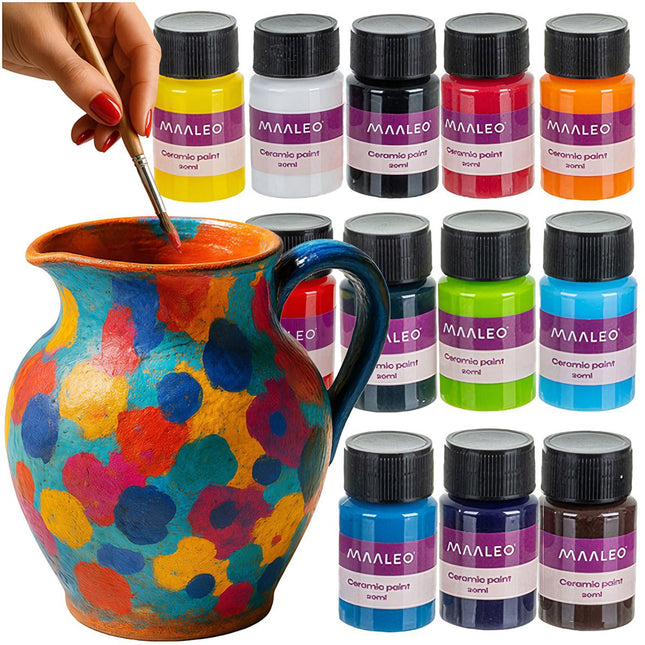 Set de peinture pour verre et céramique, 12 couleurs, peintures DIY à séchage au four