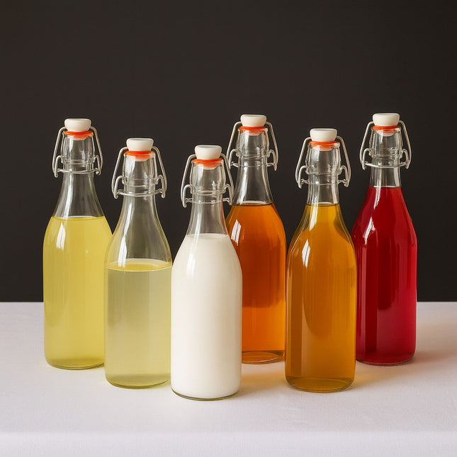Bouteilles en verre à bouchon à clip, lot de 6 - Fermeture hermétique, étiquettes