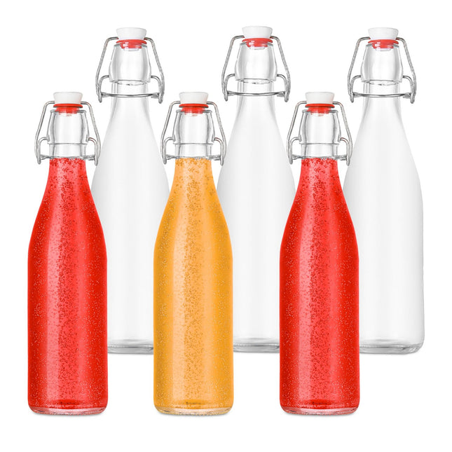 Bouteilles en verre à bouchon à clip, lot de 6 - Fermeture hermétique, étiquettes