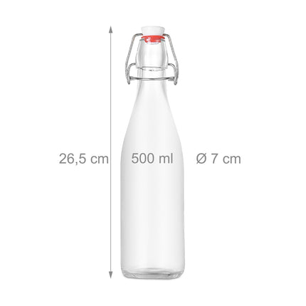 Bouteilles en verre à bouchon à clip, lot de 6 - Fermeture hermétique, étiquettes