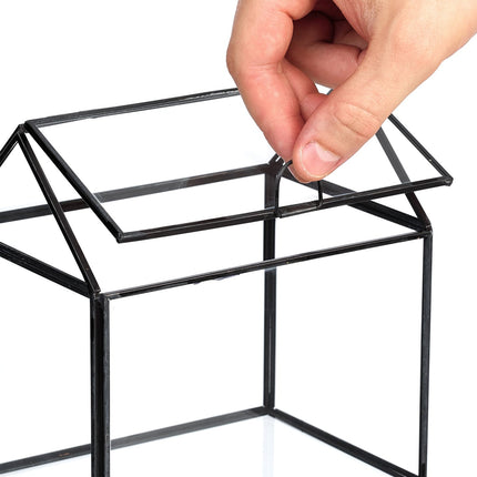 Terrarium en verre pour plantes, en forme de maison, format compact