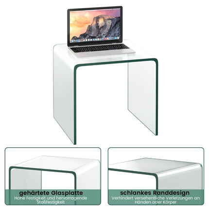 Table d'appoint en verre trempé - Forme en U, 45 x 45 x 41 cm