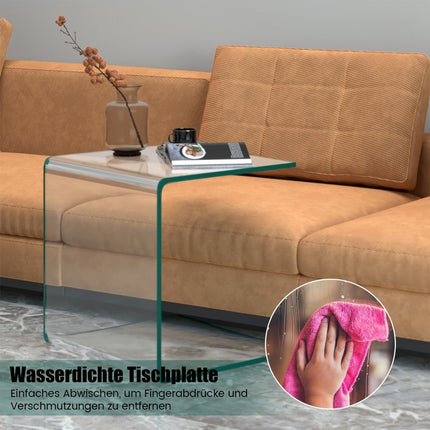 Table d'appoint en verre trempé - Forme en U, 45 x 45 x 41 cm