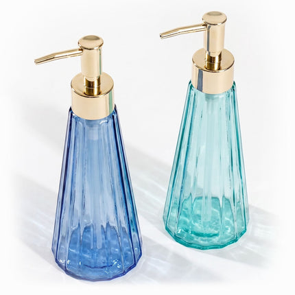 Glass-Seifenspender 2er-Set, 320 ml, goldene Pumpen