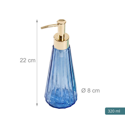 Glass-Seifenspender 2er-Set, 320 ml, goldene Pumpen