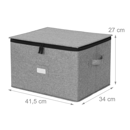 Glass Storage Box for 12 Glasses with Dividers, Set of 2, Grey