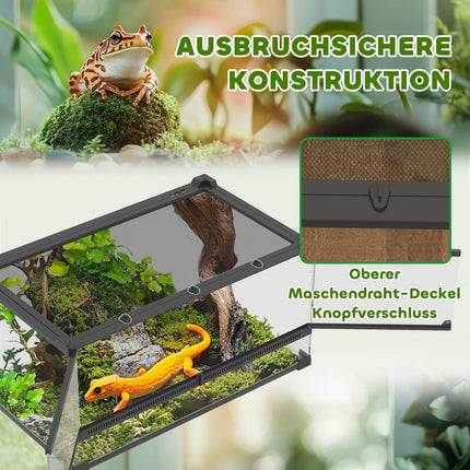 Terrarium en verre pour reptiles, base étanche, verrouillage sécurisé