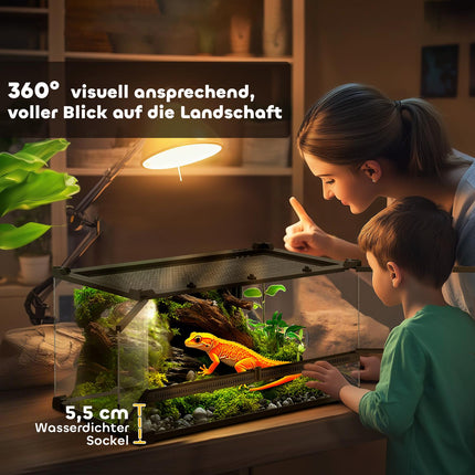 Terrarium en verre pour reptiles, base étanche, verrouillage sécurisé
