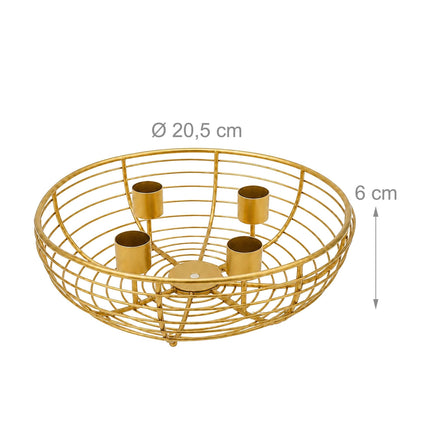 Adventskranz aus goldenem Metalldraht – 20,5 cm Stahlhalterung