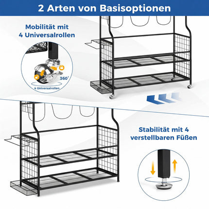 Golf-Organizer mit Rollen, Haken und Körben