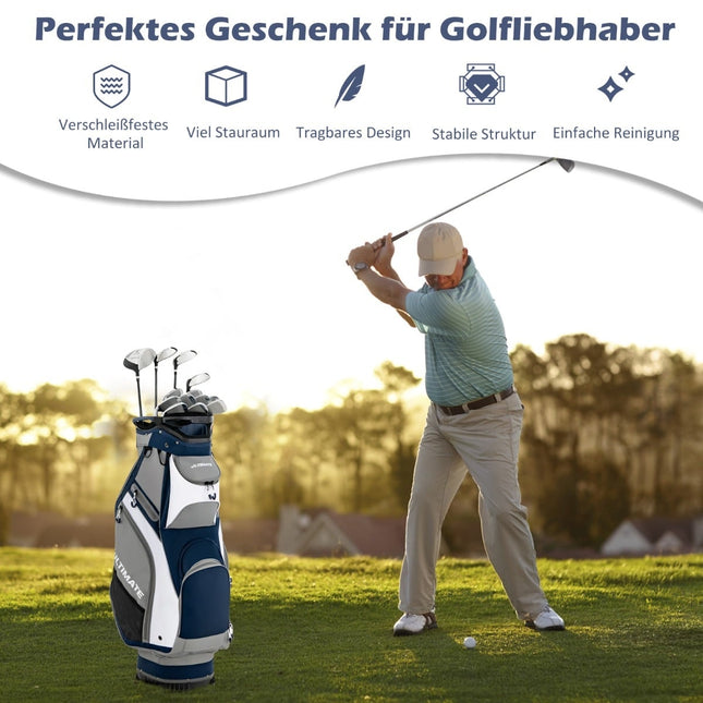 Golfbag mit 14 durchgehenden Fächern, Navy/Grau