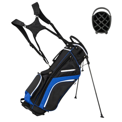 Sac de golf avec compartiments 14 compartiments, 6 poches, housse de pluie, bleu