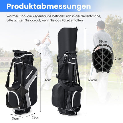 Sac de golf avec compartiments 14 compartiments, 6 poches, housse de pluie, gris