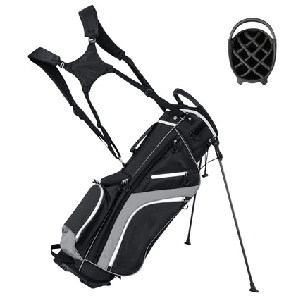 Sac de golf avec compartiments 14 compartiments, 6 poches, housse de pluie, gris