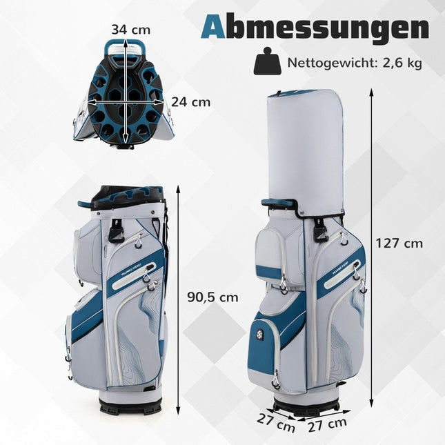 Golfbag, 14-fache Unterteilung, 11 Taschen, Marineblau