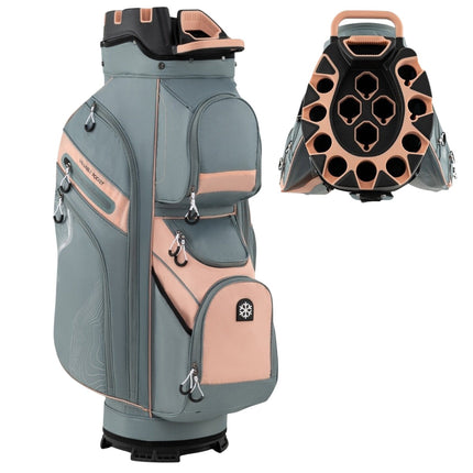 Sac de golf pour chariot, compartiments à 14 compartiments, 11 poches, rose
