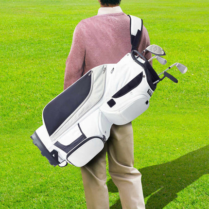 Golf Cart Bag, 14-Way Divider, 13 Pockets, White