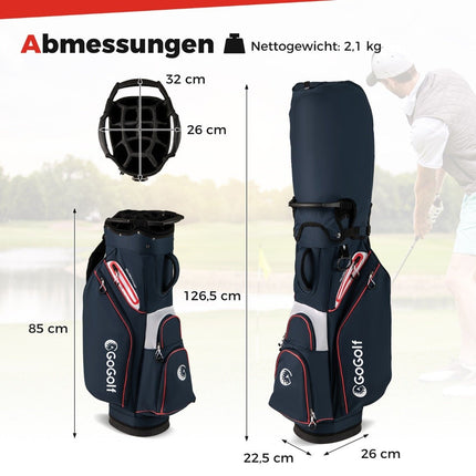 Golf-Cartbag, 14-fache Unterteilung, wasserabweisend, Navy