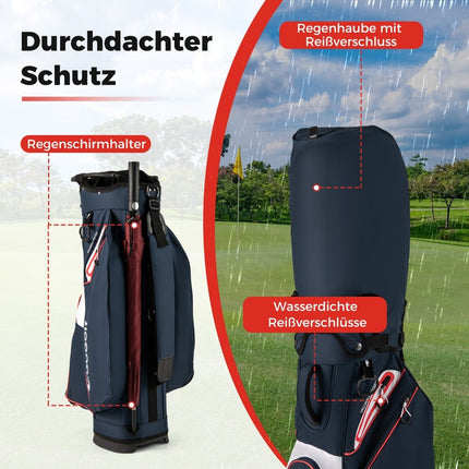 Golf-Cartbag, 14-fache Unterteilung, wasserabweisend, Navy