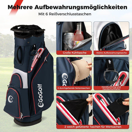 Golf-Cartbag, 14-fache Unterteilung, wasserabweisend, Navy