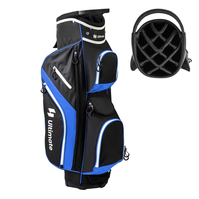 Golfbag mit 14 Fächern, Regenhaube, Blau
