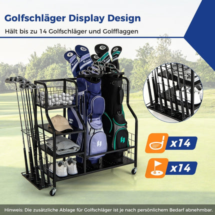 Organisateur de golf à roulettes - Peut contenir 2 sacs, clubs et équipements.