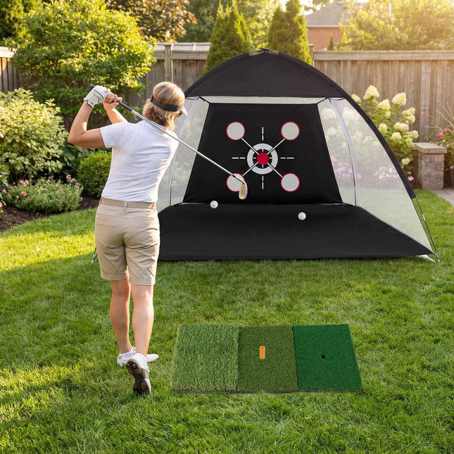 Golf-Übungsnetz 314 x 179 x 199 cm mit Tri-Turf-Matte