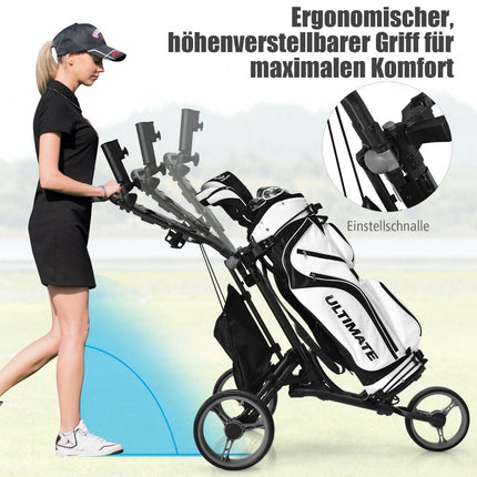 Golf-Trolley, 3-rädrig, faltbares Aluminium, Grau