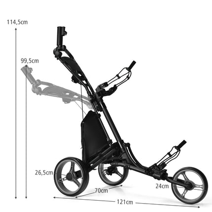 Golf-Trolley, 3-rädrig, faltbares Aluminium, Grau