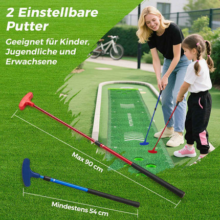 Tapis de putting de golf avec ensemble de clubs et de balles réglables