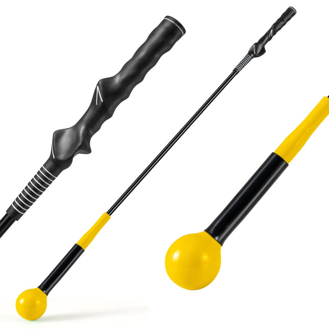 Aide à l'entraînement au swing de golf, 100 cm, tête lestée, jaune