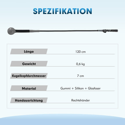 Aide à l'entraînement au swing de golf, 120 cm, tête lestée, gris