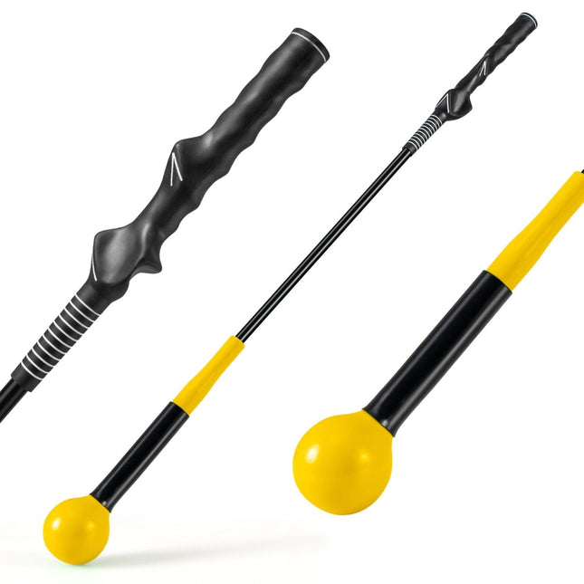Aide à l'entraînement au swing de golf, 80 cm, tête lestée, jaune