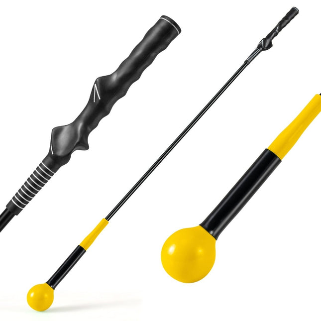Entraîneur de swing de golf avec tête lestée, 120 cm, jaune