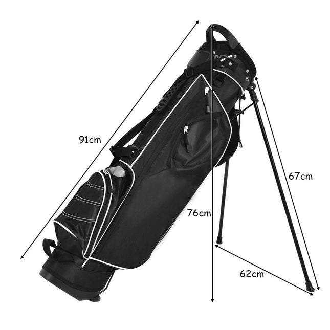 Golfbag 9 Zoll Golfbag Pencil Bag Profi Reisetasche Standbag mit Kopfteil und Tragegurt-Schwarz