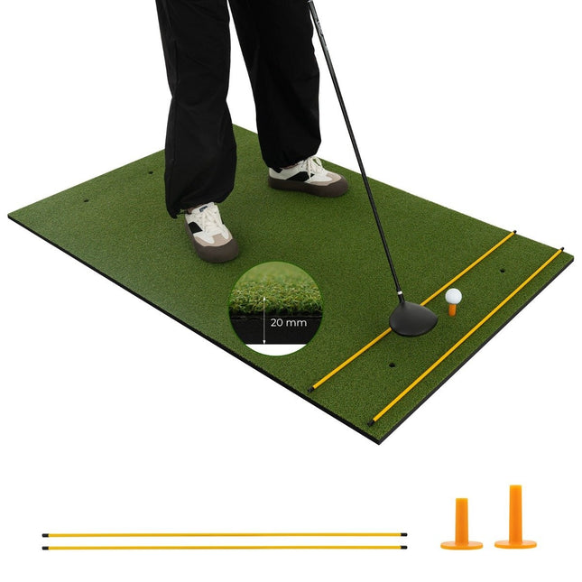 Golf-Abschlagmatte 2 Gummi-Tees und 2 Ausrichtungsstäbe 6 Abschlagpositionen 152 x 92 cm Dicke 20 mm