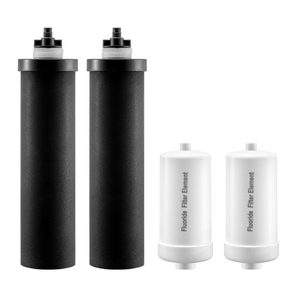 Gravity Water Filter Replacements, 4 Pack, 2 Carbon, 2 Defluorination