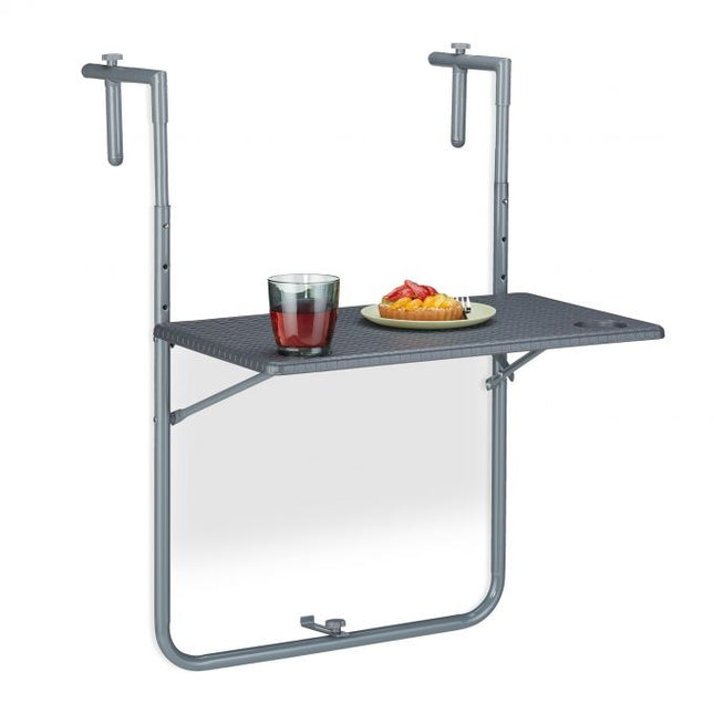 Grauer Balkon-Hängetisch, klappbar