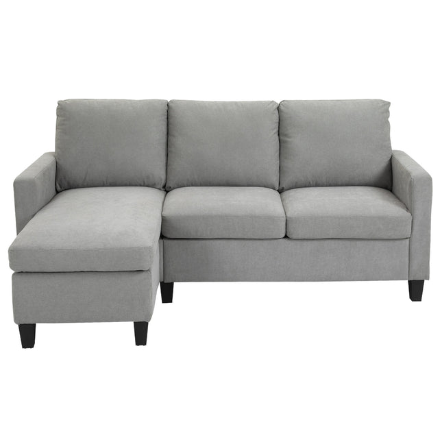 Graues Ecksofa mit Récamiere, Polyesterbezug